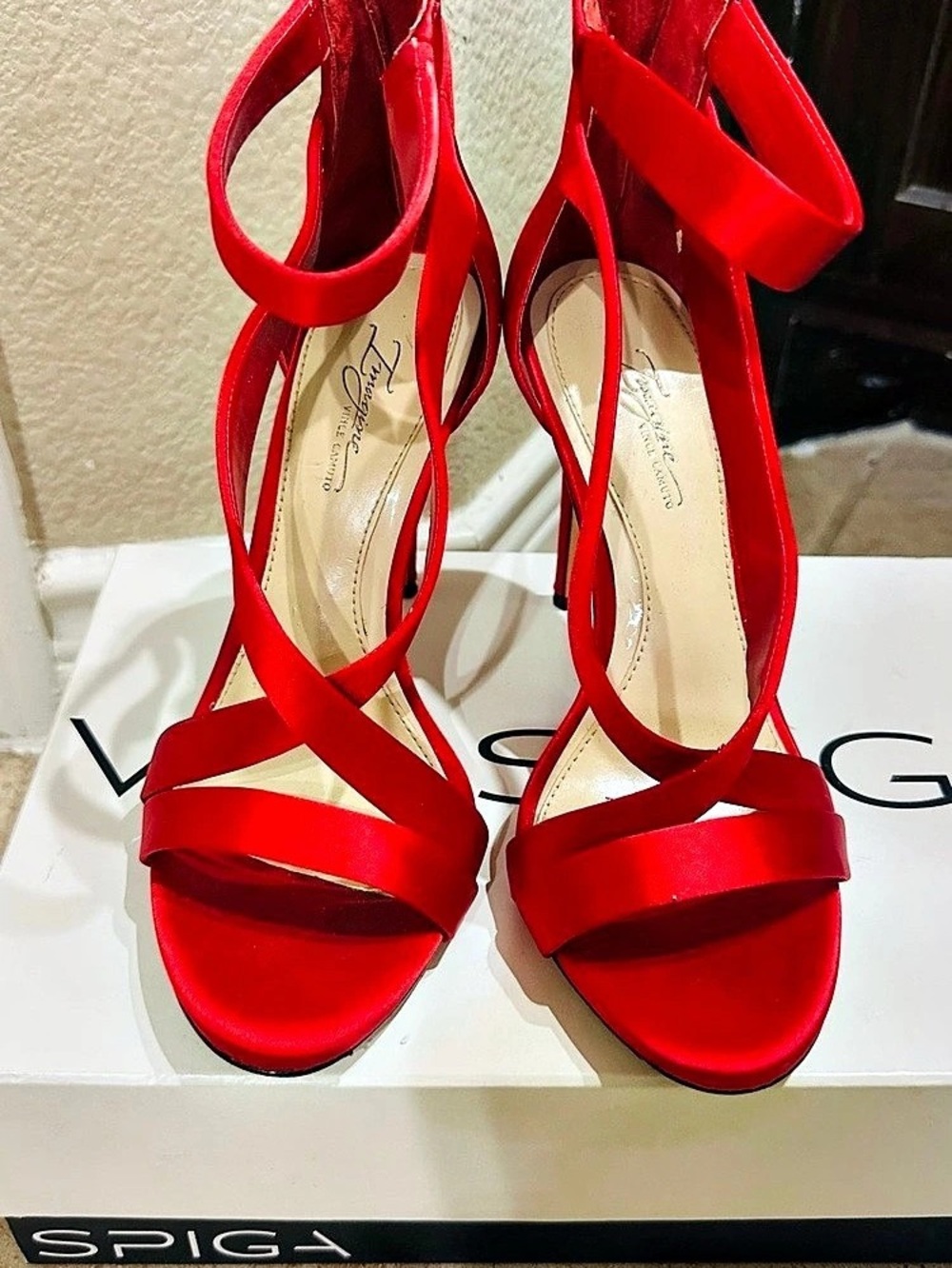 Vince Camuto  Red Strappy Heels Like New